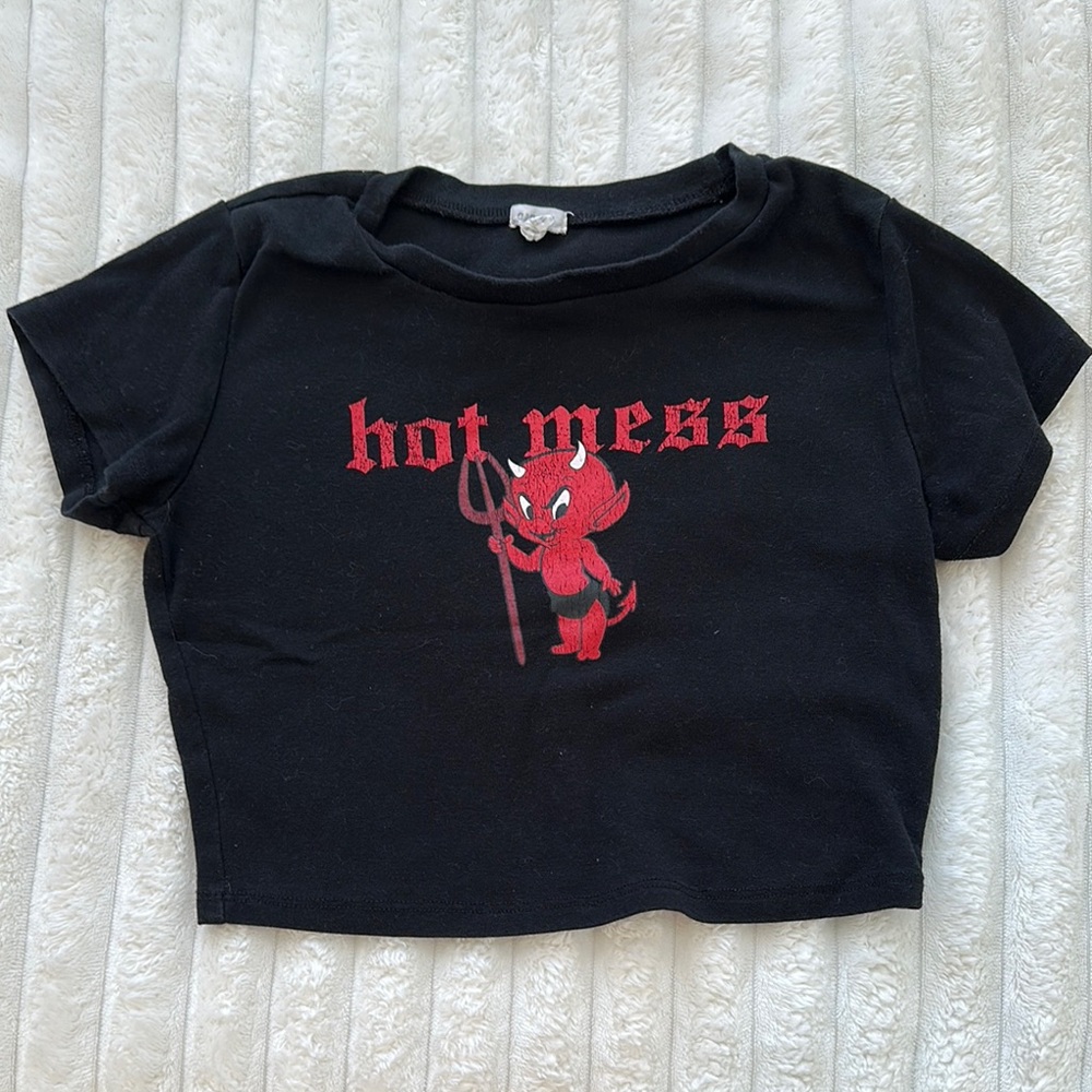 Garage Black and Red Short Sleeve Tee with Graphic Design